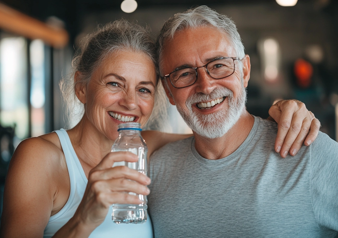 Щасливі активні пенсіонери після заняття